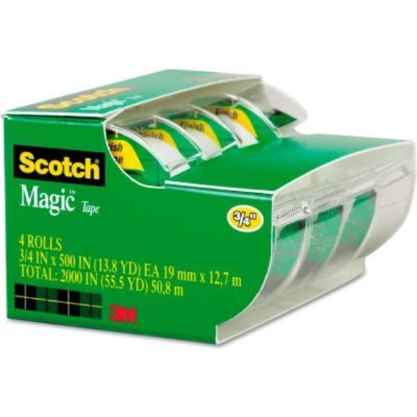 3M Scotch® Magic Tape & Refillable Dispenser, 3/4" x 300", 1" Core, 4/Pack 4105